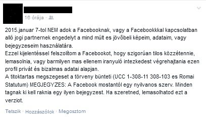 Újabb átverés a Facebook-on – nem igaz az adatvédelmi szabályokkal kapcsolatos megosztás! Újabb átverés a Facebook-on – nem igaz az adatvédelmi szabályokkal kapcsolatos megosztás!