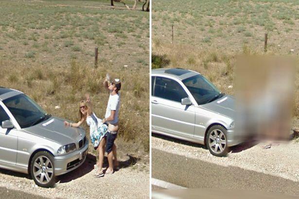 Egy kis bulvár szombat estére: a Google Street View: út menti légyottot örökített meg.