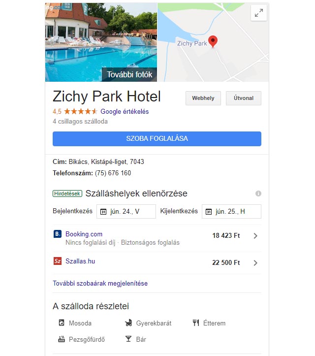 Google térkép Hotel