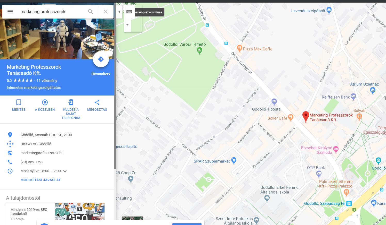 Google Cégem a Google térképen