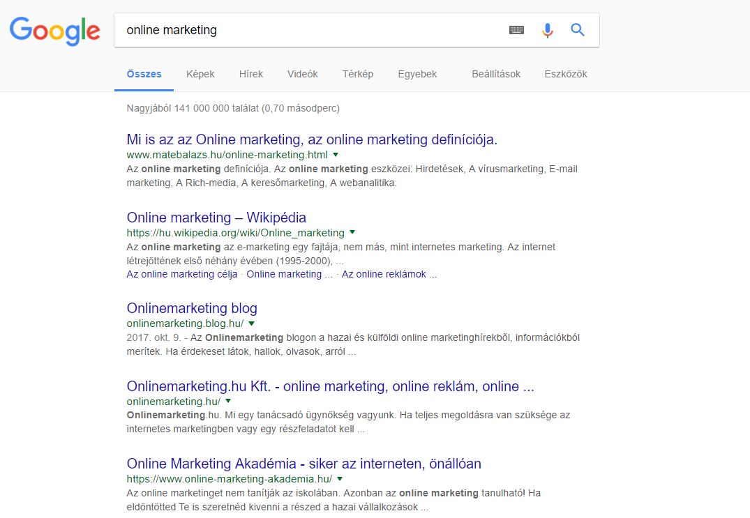 Online marketing kifejezés keresőoptimalizálás