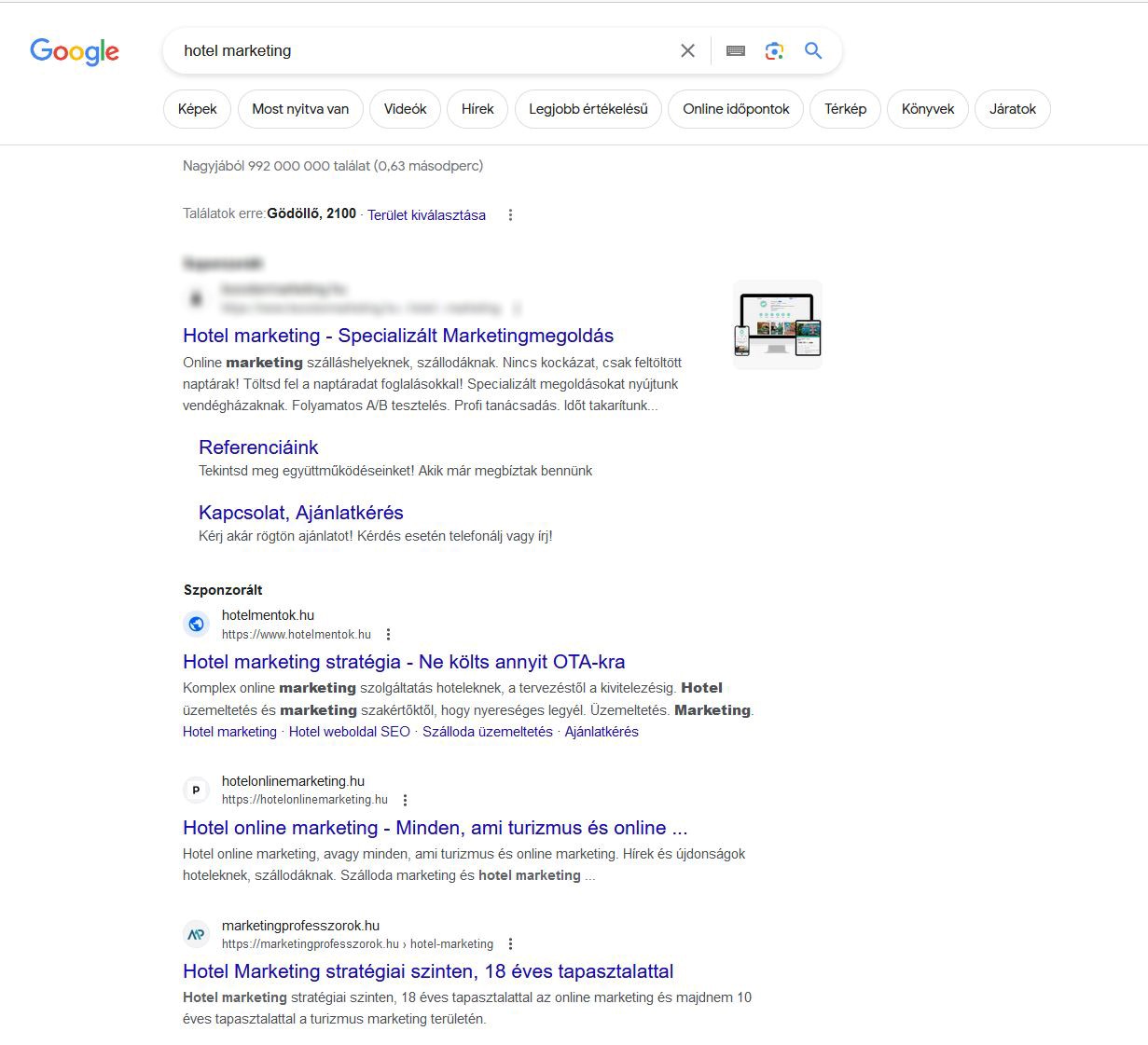 Google találati lista seo és hirdetések