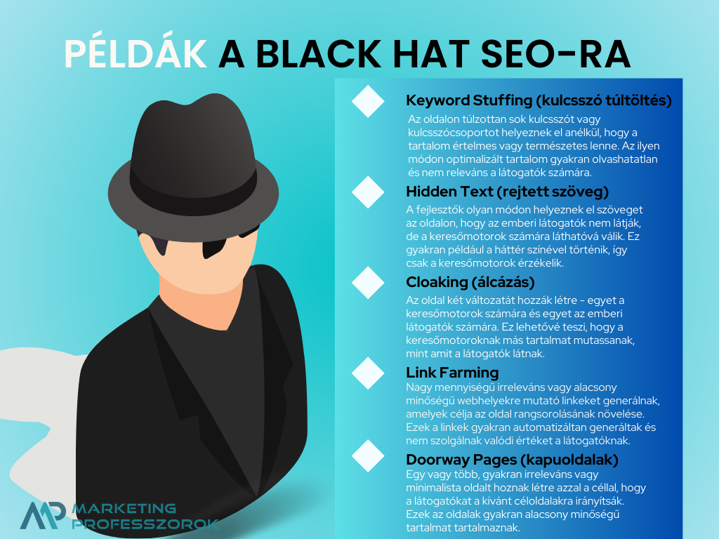 black hat SEO jelentése; mi az a black hat SEO?; black hat SEO példa