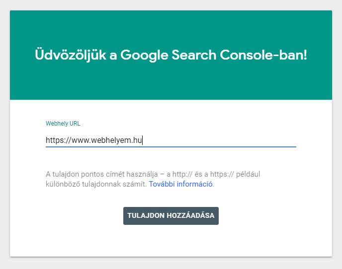 A Google Search Console beillesztés webhelyed alá